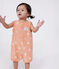 Babies' sleeveless cotton terry playsuit with a sunshine print ABRICOT orange/MARSHMALLOW