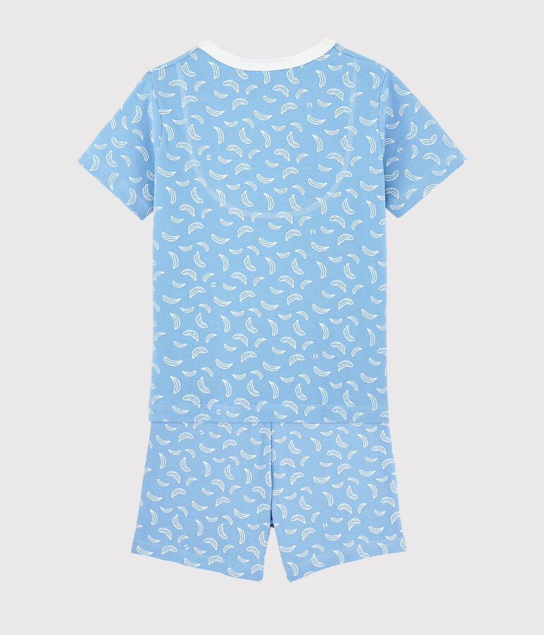 Unisex Banana Print Cotton Short Pyjamas blue/white