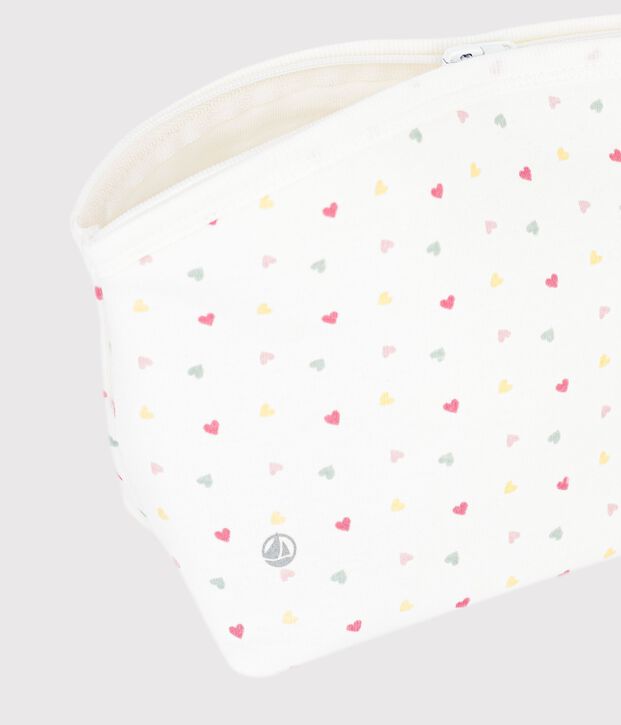 Babies' small heart-print cotton bag white/multicolor