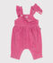 Babies' dungarees in plain corduroy with ruffles and long legs BOUDOIR