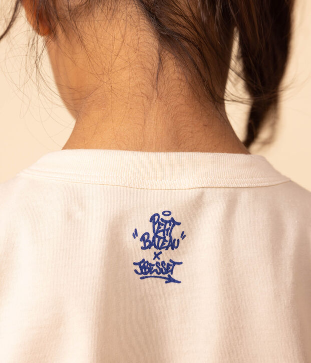 Boys' short-sleeved cotton T-shirt Ecru/multicolor