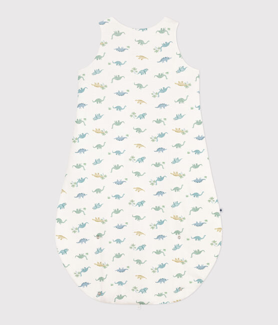 Babies' 2 TOG dinosaur patterned cotton sleeping bag MARSHMALLOW white/MULTICO white