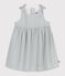 Babies' sleeveless stripy cotton dress MARSHMALLOW white/BRUT blue