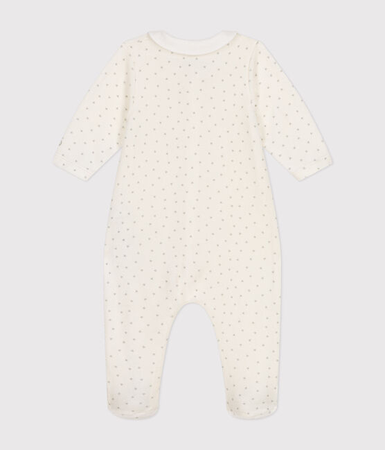 Babies' velour pyjamas MARSHMALLOW white/GRIS grey