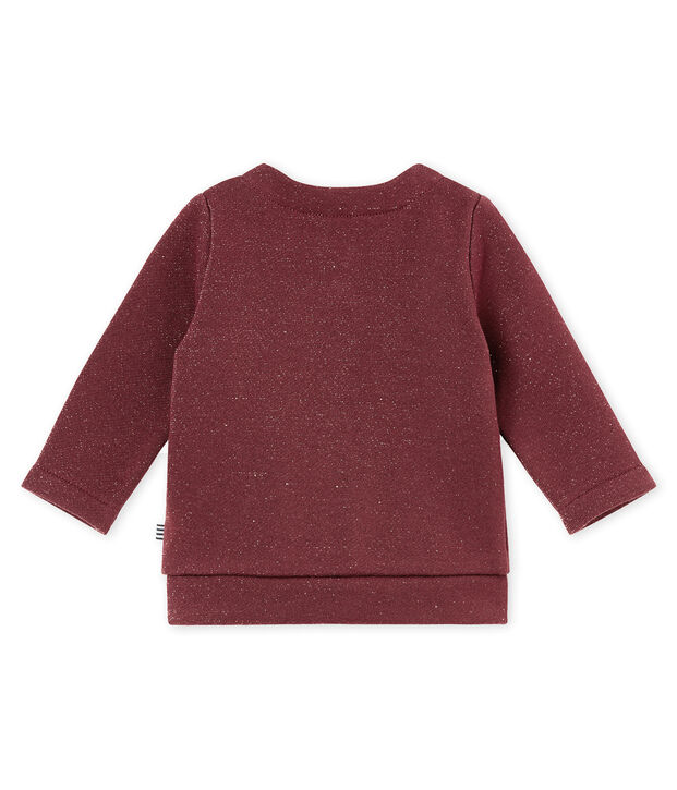 Baby girl's shiny cotton sweatshirt cardigan red/yellow