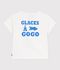 Babies' short-sleeved cotton T-shirt with a dog motif white