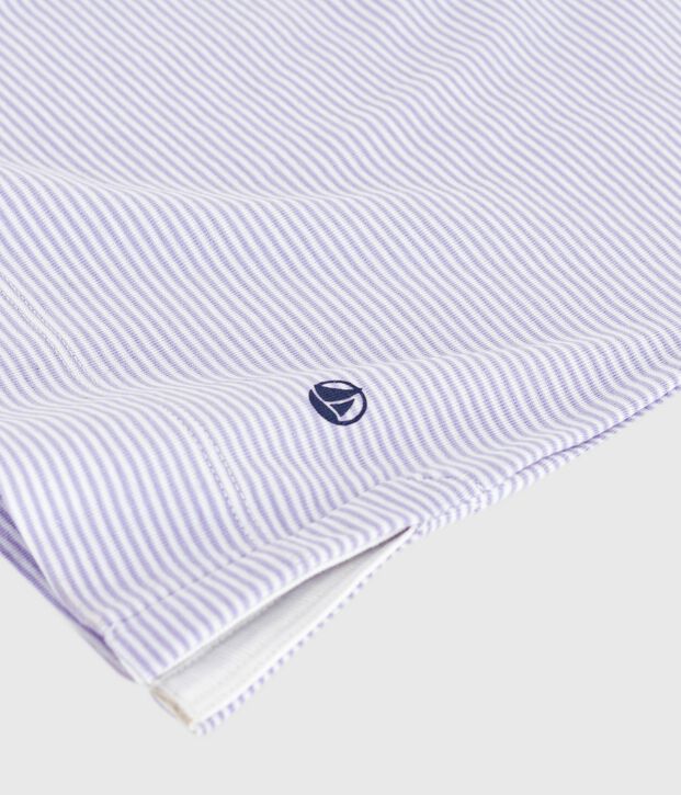 Women's nightdress in stripy cotton purple/white