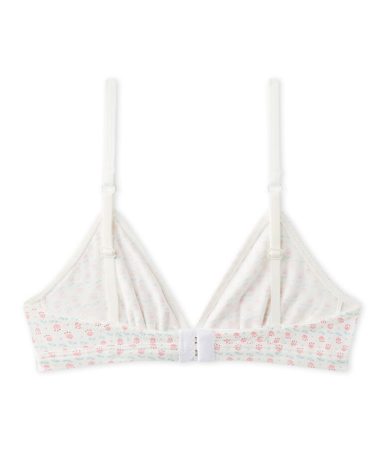 Girl's triangular print bra LAIT white/MULTICO white