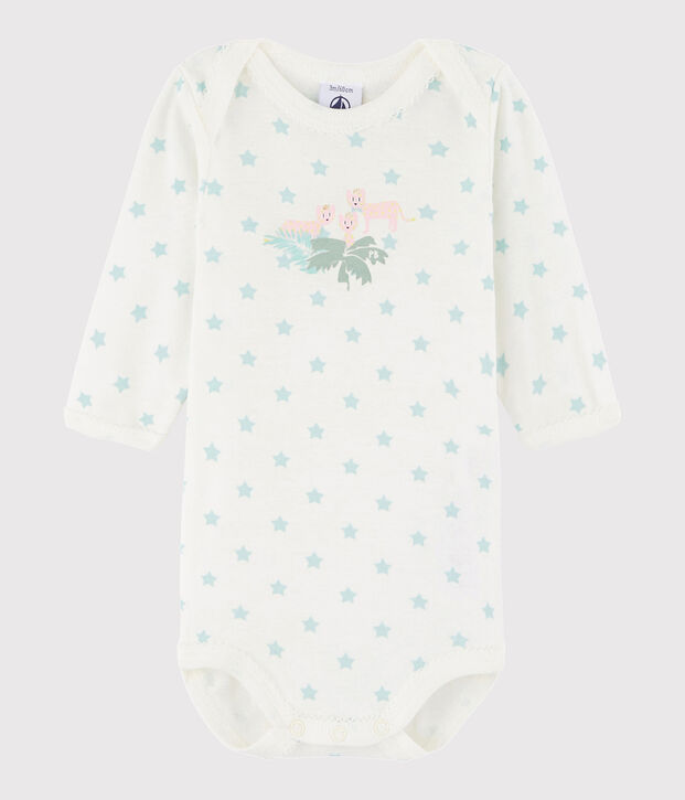 Baby Girls' Long-Sleeved Bodysuit white/blue