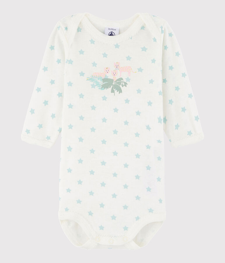Baby Girls' Long-Sleeved Bodysuit white/blue