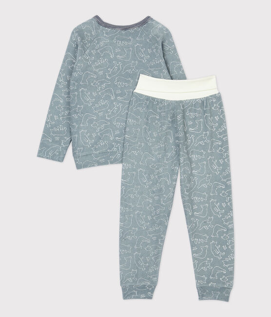 Unisex Bear Brushed Terry Towelling Pyjamas SEDUMBLUE /MARSHMALLOW