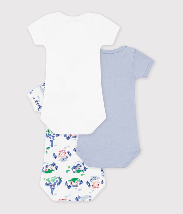 Pack of short-sleeved star print cotton bodies for babies multicolor