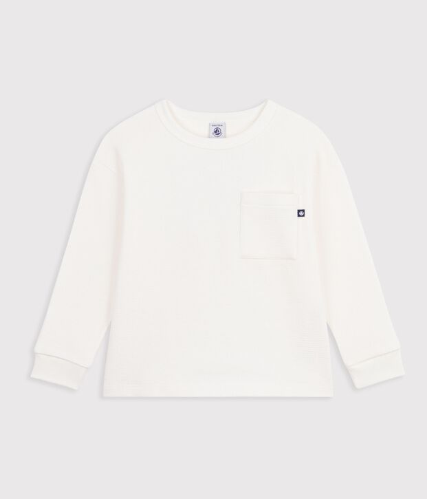 Children's long-sleeved plain cotton T-shirt white