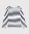 Girls' Jersey Sailor Top MARSHMALLOW white/SMOKING ARGENT BRILLANT
