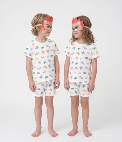 Children's short mask print cotton fancy dress pyjamas