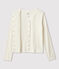 Women's Plain Linen and Cotton Blend Cardigan MARSHMALLOW white