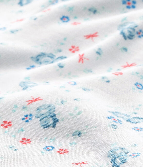 Girls' coordinating print pyjama bottoms ECUME white/BLEU blue/MULTICO