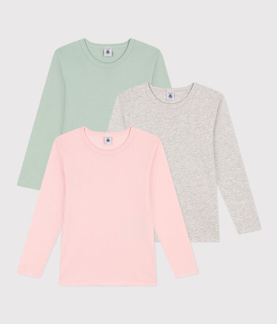 Set of 3 girls' long-sleeved cotton T-shirts variante 1