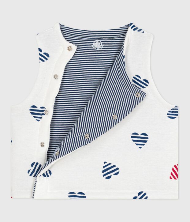 Babies' sleeveless reversible printed cotton cardigan red/red