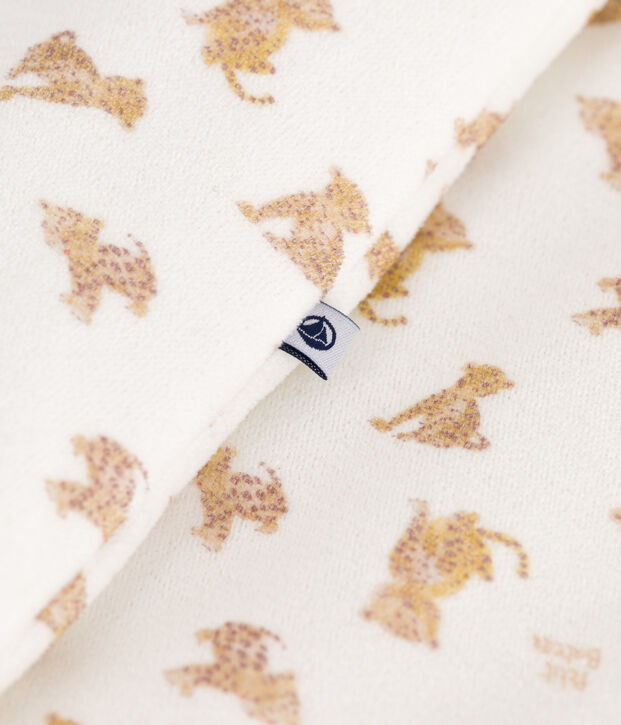 Babies' 3 TOG leopard-print corduroy sleeping bag white/multicolor