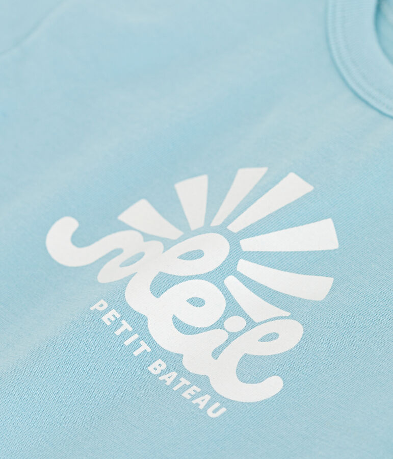 Babies' short-sleeved plain cotton T-shirt AQUATIC blue