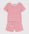 Children's short stripy cotton pyjamas MARSHMALLOW red/SPI