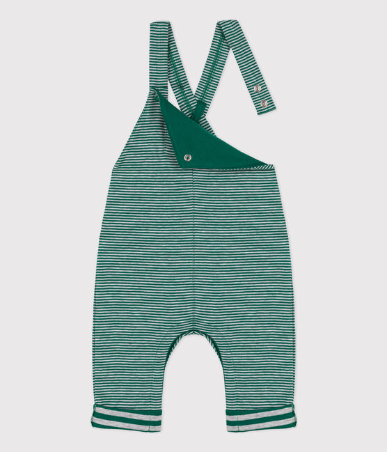 Babies' Pinstriped Long Tube Knit Dungarees EVERGREEN /FUMEE