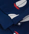 Babies' cotton sweatshirt with a large-scale boat print MEDIEVAL blue/MULTICO white