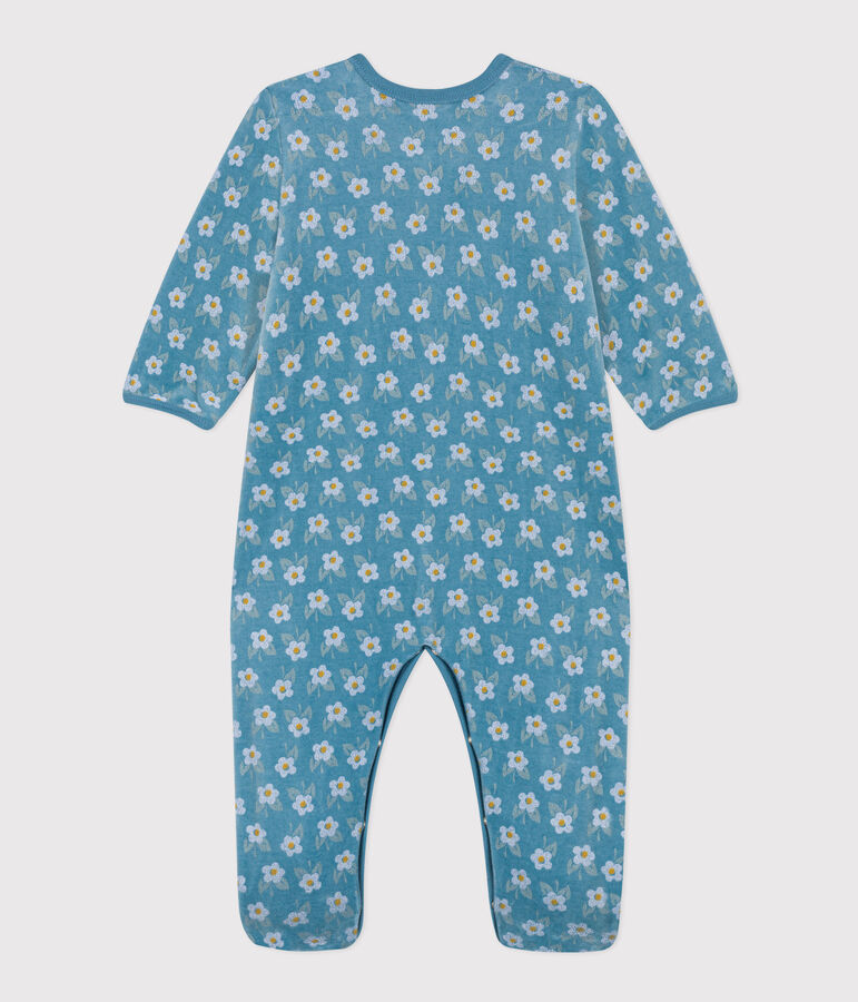 Babies' Floral Velour Pyjamas blue/multicolor
