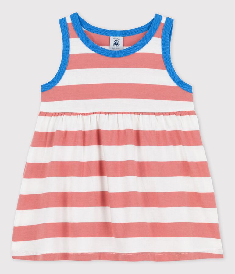 Babies' Sleeveless Striped Jersey Dress pink/white