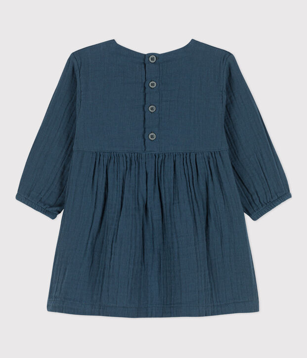 Babies' Long-Sleeved Cotton Gauze Dress grey