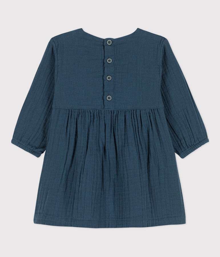 Babies' Long-Sleeved Cotton Gauze Dress grey