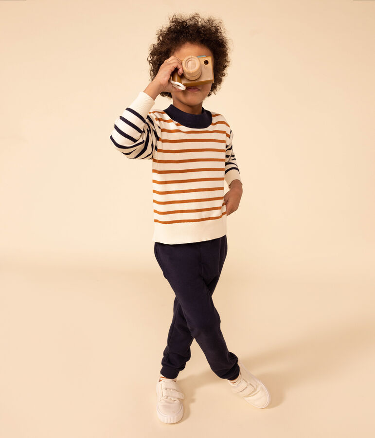 Unisex children's cotton Breton jumper Ecru/multicolor