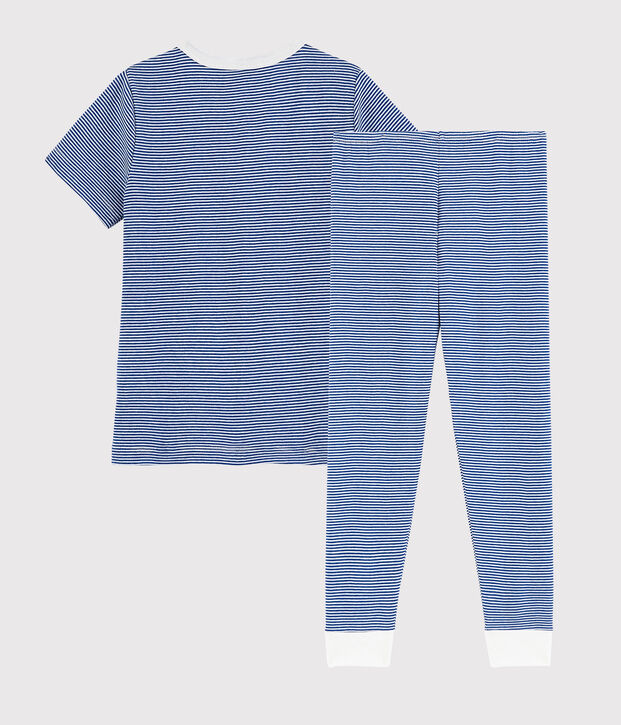 Boys' Blue Pinstriped Cotton Pyjamas blue/white