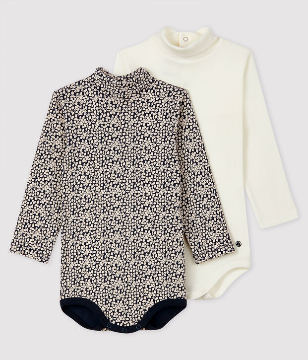 Pack of 2 long-sleeved bodysuits for baby girls multicolor