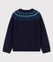 Girls' Wool/Cotton Cardigan SMOKING blue/MULTICO white