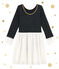 Girl's shiny dual fabric dress SMOKING blue/DORE yellow