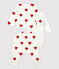 Babies' Organic Cotton Heart Print Clothing - 3-Piece Set MARSHMALLOW white/TERKUIT red