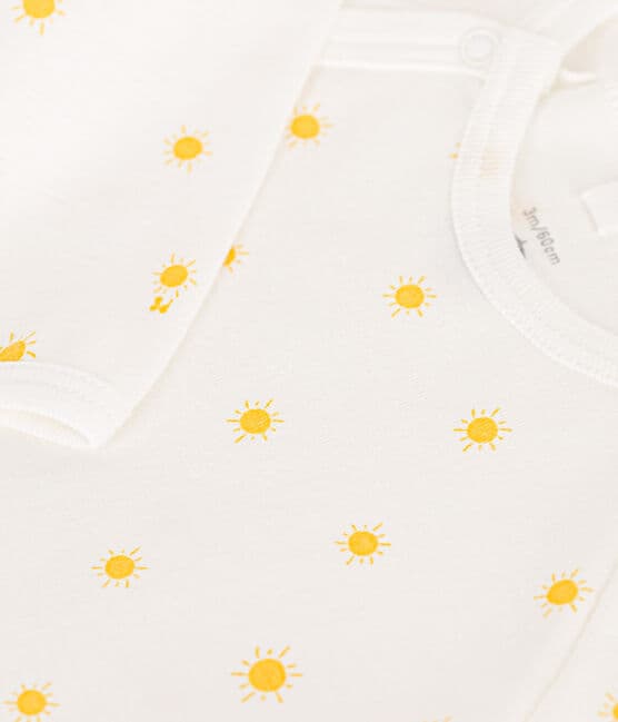 Babies' Cotton Pyjamas MARSHMALLOW white/ORGE