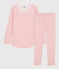 Girls' Snowflake Wool/Cotton Jacquard Pyjamas CHARME pink/MARSHMALLOW white