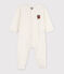 Babies' Fox Patterned Velour Sleepsuit MARSHMALLOW white