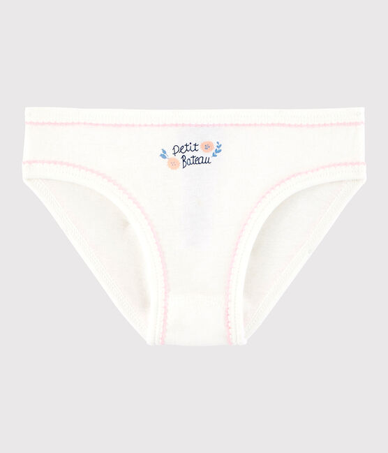 Girls' Cotton Knickers MARSHMALLOW white