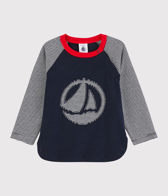 Baby boy's colourblock t-shirt SMOKING blue/MARSHMALLOW white