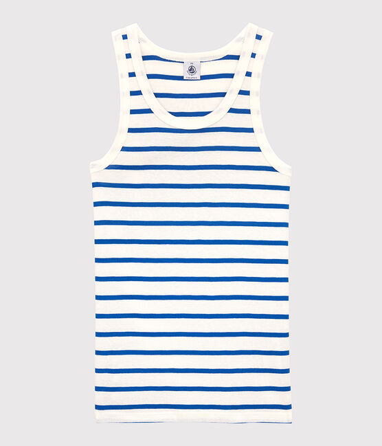 Women's Iconic Organic Cotton Vest Top MARSHMALLOW white/DELFT blue