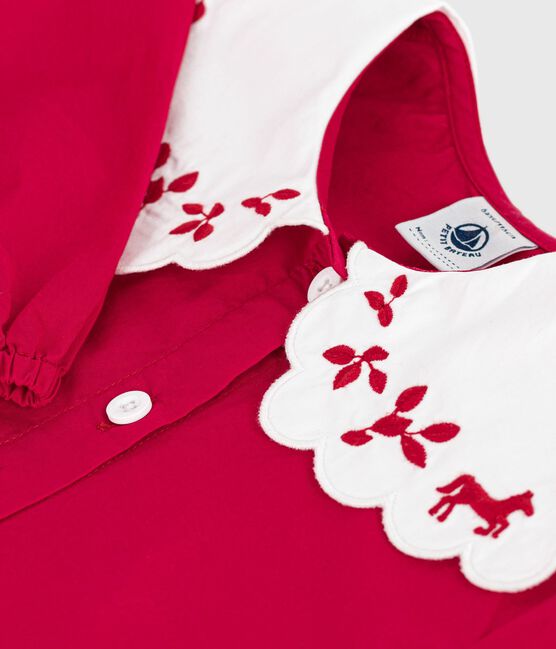Children's long-sleeved printed cotton poplin blouse. TERKUIT red