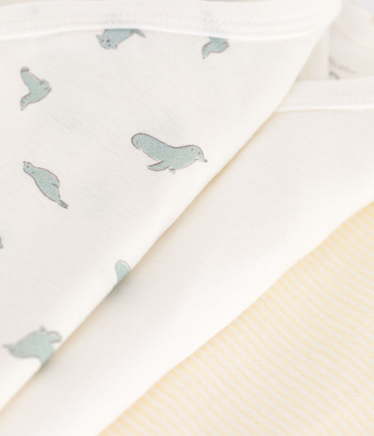 Babies' short-sleeved printed cotton wrapover bodysuits - 3-Pack multicolor