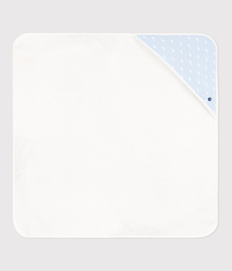 Babies' square cotton bath wrap blue/blue