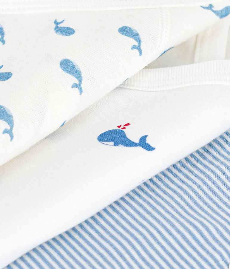 Pack of babies' short-sleeved printed cotton wrapover bodies multicolor