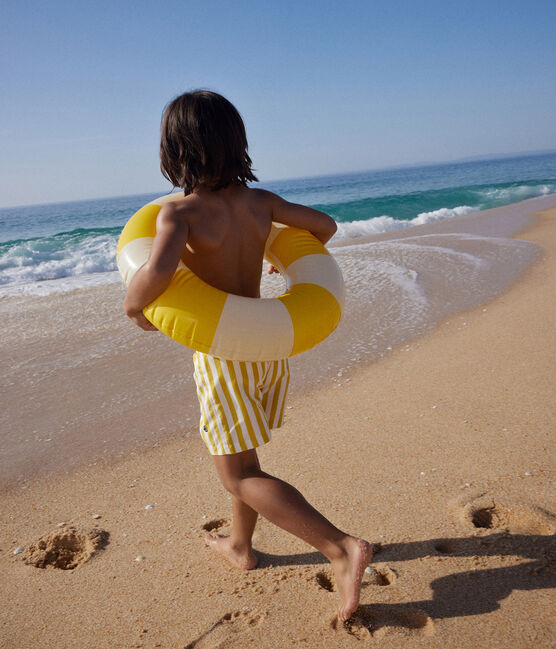 Boys' Striped Swim Shorts MARSHMALLOW yellow/NECTAR