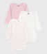 Pack of babies' long-sleeved heart-print cotton bodies